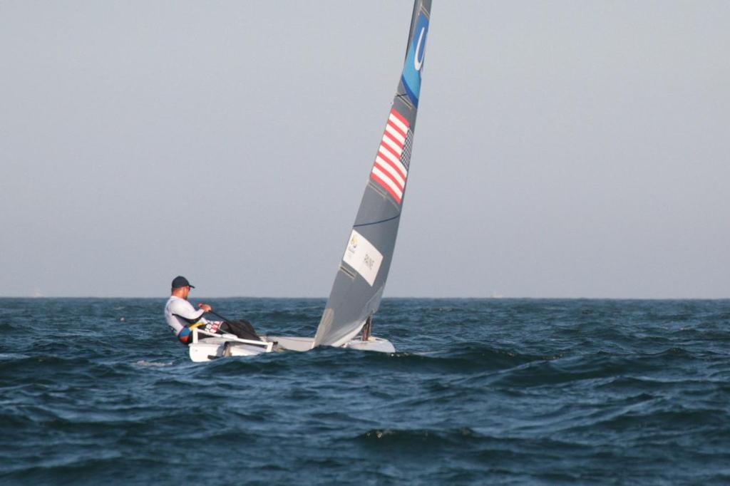 Day 7 - Finn August 14, 2016. Calib Paine (USA) winner of the tenth race in the Finn class. © Richard Gladwell www.photosport.co.nz